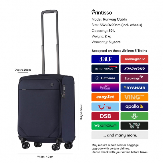 Lentolaukku Printisso Runway - Night Blue