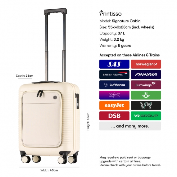 Lentolaukku Printisso Signature - Front Pocket Creme