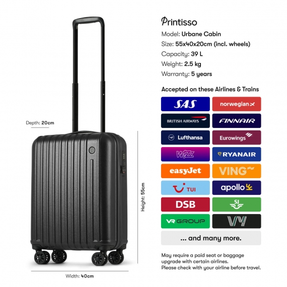 Lentolaukku Printisso Urbane - Onyx Black